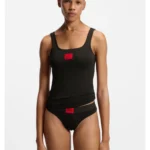 Stretch-cotton underwear vest with red logo