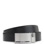 Reversible Italian-leather belt with two buckles
