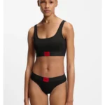 Stretch-cotton briefs with red logo label