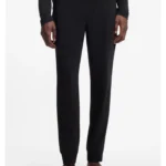 Cuffed loungewear bottoms in stretch cotton with logo print