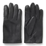 Wool-blend lined leather gloves with logo