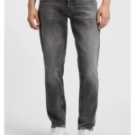 Tapered-fit jeans in dark-grey stretch denim