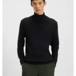 Structured-knit rollneck sweater in cotton