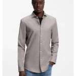 Slim-fit shirt in cotton and linen