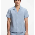 Regular-fit shirt in seersucker fabric