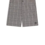 Micro-print swim shorts with logo badge