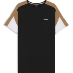 Cotton-blend pyjama T-shirt with contrast panels