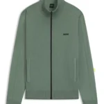 Knitted cardigan in stretch fabric with structured front