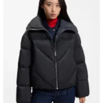 Zipped puffer jacket in lustrous fabric