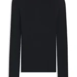 Mock-neck sweater in ribbed merino wool