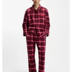 Checked-cotton pyjamas with logo labels