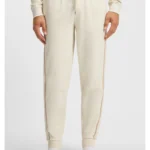 Cotton-terry tracksuit bottoms with tape and logo