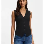 Regular-fit waistcoat in textured Punto Milano fabric