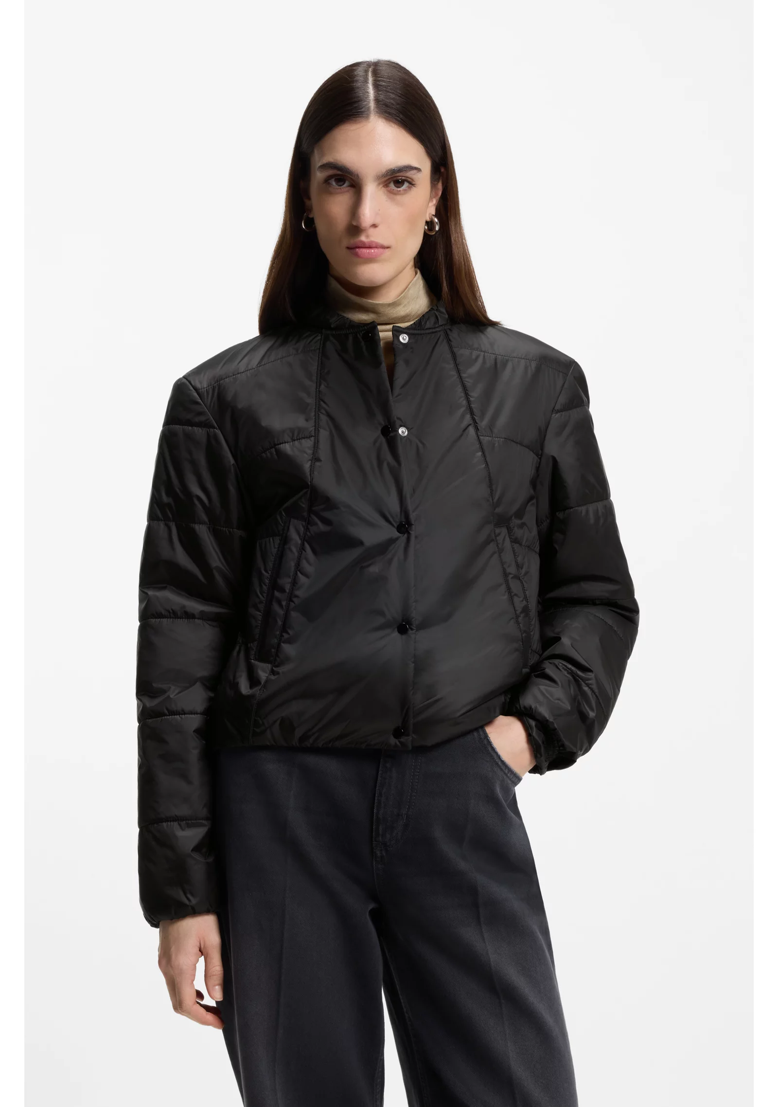 hbeu50551842_001_350 Packable jacket in lustrous water-repellent fabric - Image 1