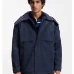 Water-repellent jacket with removable hood