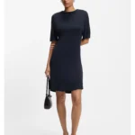 Jersey dress with rear drape detail