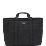 Quilted tote bag with logo patch
