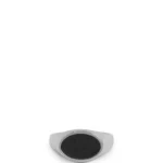 Steel ring with stacked-logo enamel insert