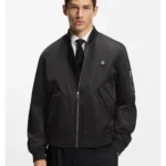 Water-repellent bomber jacket with stacked logo