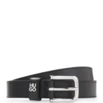 Italian-leather belt with metal letters