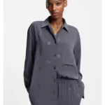 Oversized-fit blouse with stacked logos