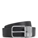 Italian-leather belt with logo keeper