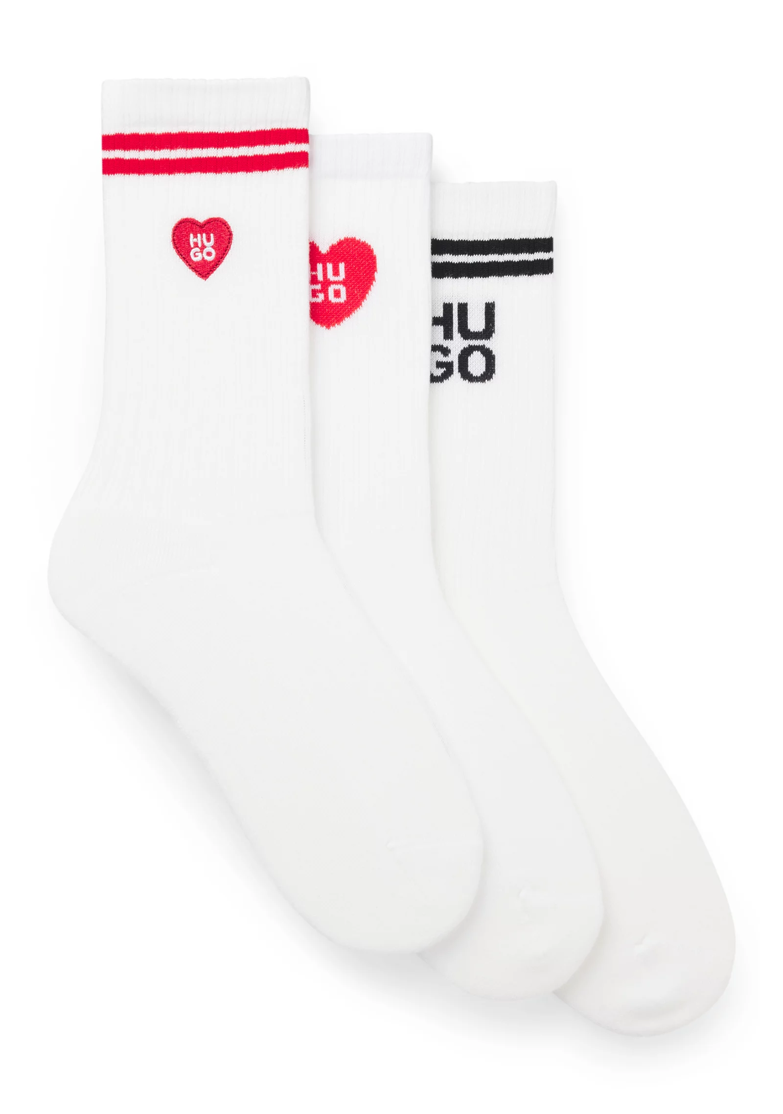 hbeu50553452_100_200 Three-pack of ribbed short socks with logos - Image 1