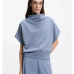 Short-sleeved sweatshirt with loose high neckline