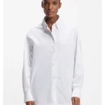 Oversized-fit blouse in cotton poplin and organza