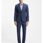 Three-piece slim-fit suit in wool-blend poplin