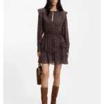Printed mini dress with contrast piping