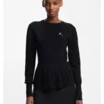 Cotton sweater with detachable floral brooch