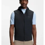Water-repellent hooded gilet with micro-waffle structure