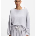 Loose-fit cotton-blend sweatshirt with raw-cut edges