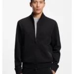 Cotton-blend zip sweatshirt with waffle texture