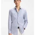 Slim-fit shirt in Oxford cotton with barrel cuffs