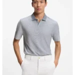 Cotton-silk polo shirt with three-tone structure