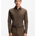 Slim-fit shirt in an Italian-made cotton blend
