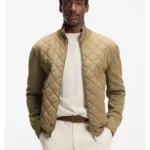 Knitted-wool jacket with quilted front