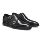 Leather monk shoes with double strap