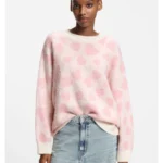 Oversized-fit sweater with heart jacquard