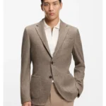 Slim-fit blazer in micro-patterned cotton