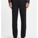 Slim-fit trousers in virgin wool and silk