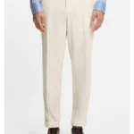 Tapered-fit trousers in virgin wool and cotton