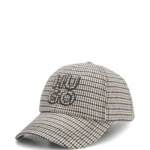 Houndstooth cap with stacked logo