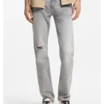 Slim-fit jeans in distressed grey denim