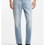Tapered-fit jeans in bright-blue stretch denim