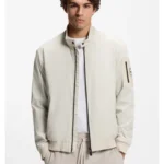 Water-repellent blouson jacket with double piping