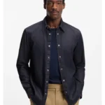 Regular-fit shirt in indigo stretch denim