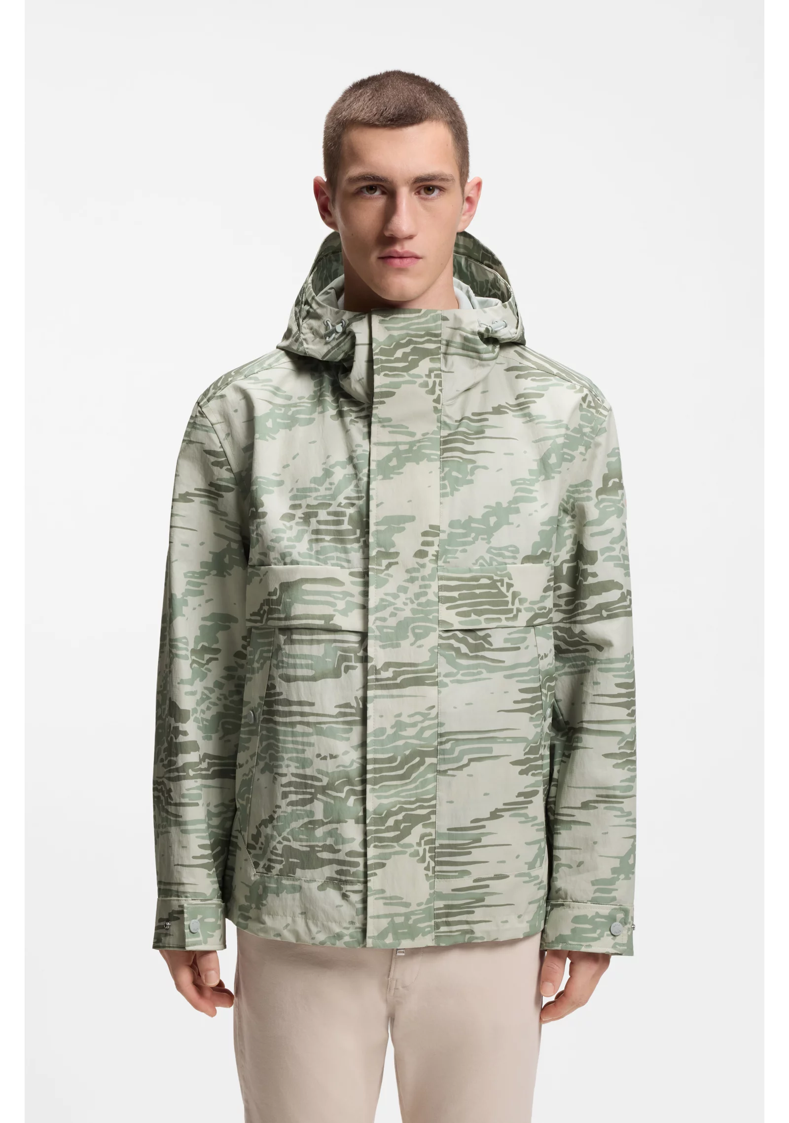 hbeu50556209_043_350 Relaxed-fit water-repellent jacket in printed ripstop fabric - Image 1